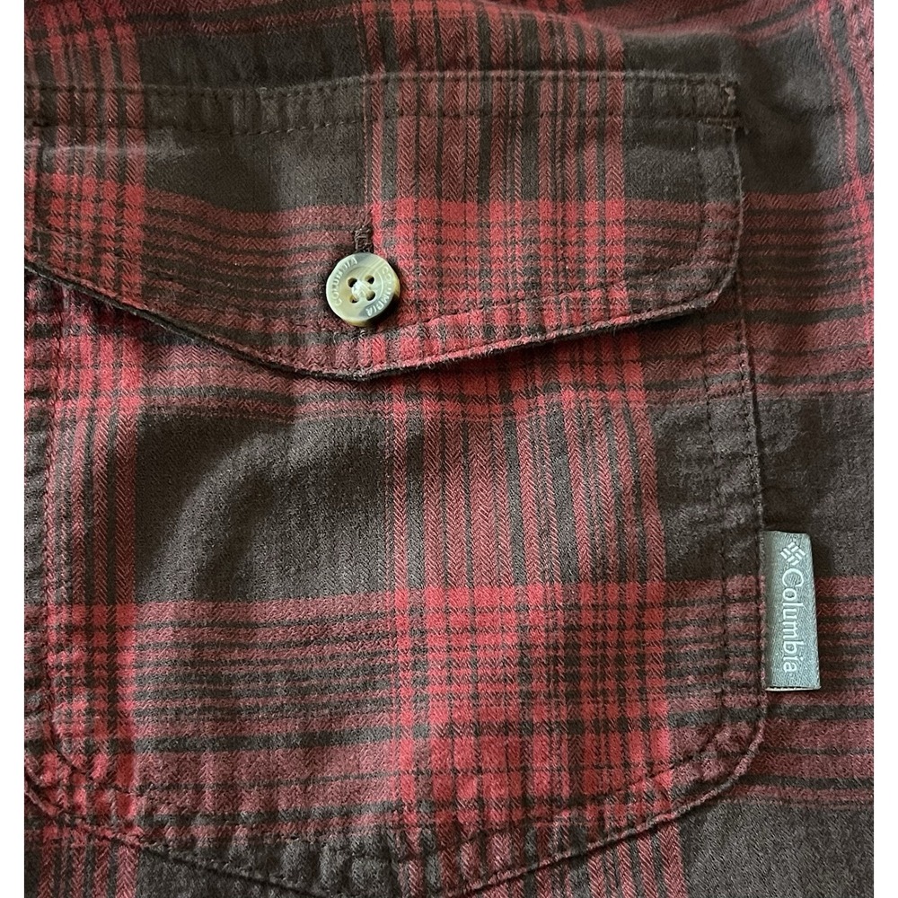 Columbia‎ Mens Plaid Long Sleeve Button Down Shirt Red Black Large RN 69724 - Picture 7 of 11